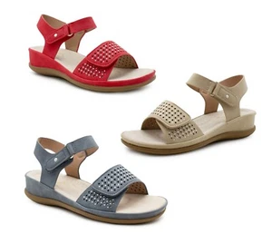 Womens Slingback Sandals Twin Touch Fastening Ladies Low Wedge Fashion Sandals - Picture 1 of 19