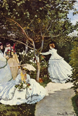 Póster impreso arte decoración pared fresco de Claude Monet mujeres en el jardín 12x18 Foto 1 de 3