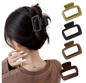4-Pack Vintage & Minimalist Square Hair Claw Clips |Hollow Design, Solid Color, - Picture 1 of 5