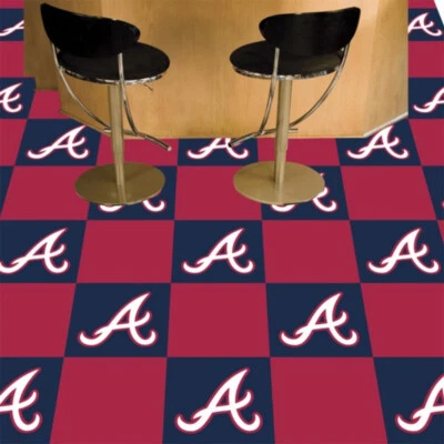 Atlanta Braves MLB 18" X 18" Hombre Cueva, Garaje, Tienda u Oficina Alfombra Azulejos Foto 1 de 3