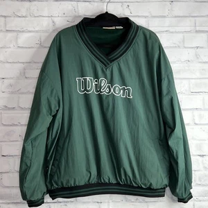 Vintage 80s Men's Wilson Green Logo Fleece Lined Pullover Sz XL - Picture 1 of 5