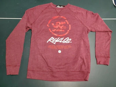 New Young and Reckless Y&R Men French Terry Crew Sweatshirt Maroon Free Ship - Image 1 of 4