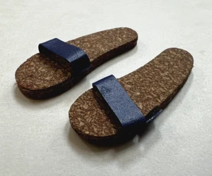 Vintage Barbie ALLAN Doll Blue Strap & Cork SANDALS Flip Flops, READ, - Picture 1 of 3