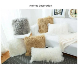 Lamb Fur Pillow Case Real Fur Cushion Natural Lamb Pillow Fluffy Fur Pillow - Picture 1 of 12