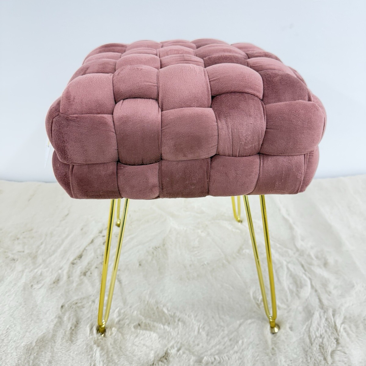 Pouf Poggiapiedi Con Contenitore - Velluto Rosa Cipria, 18.5x49 Cm, Scarpiera Interna - Foto 8