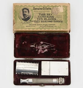 Rasoio di sicurezza King Gillette argento doppio bordo primi '900 con scatola originale - Foto 1 di 14