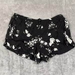 Brandy Melville Shorts Women's One Size Black Floral Drawstring Lounge Casual - Picture 1 of 8