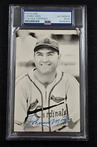 JOHNNY MIZE Signed Real Photo Postcard-HALL OF FAME-CARDINALS-YANKEES-PSA - Picture 1 of 4