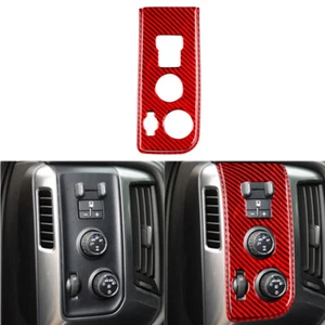 Red Carbon Fiber Dim Light Control Trim For Silverado GMC SIERRA 2014-2018 TypeA - Picture 1 of 13