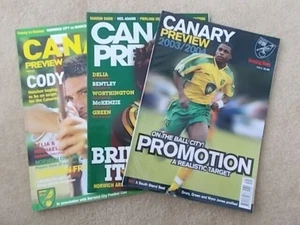 JOB LOT OF 3 NORWICH CITY CANARY PREVIEW MAGAZINES 2003-04 2004-05 2009-10 - Picture 1 of 4