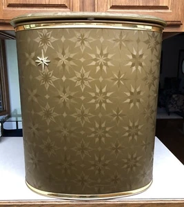Vintage 1950's 1960’s Mid Century Gold Clothes Hamper Metal - Picture 1 of 13