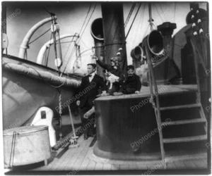 Houdini In Tuxedo On Ship W Boy & Dog 8x10 Reprint Of Old Photo - Picture 1 of 1