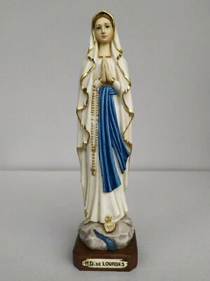  STATUA DELLA MADONNA DI LOURDES CM 25 IN MARMO RESINA PIENA DECORATA A MANO - Immagine 1 di 4