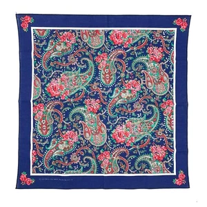 Bufanda Paisley Western Paisley Azul Vintage Rosas Bandana 21" x 21" Hecha en EE. UU. - Imagen 1 de 7