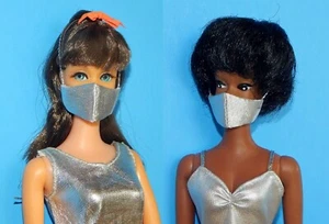 MASCHERA VISO BAMBOLA SCALA 1:6 * ARGENTO * FODERATO - PHICEN BARBIE FRANCIE TAMMY - Foto 1 di 7