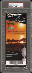 2008 US Open Tiger Woods Playoff Major Win #14 Torrey Pines PSA 5 Full Ticket - Picture 1 of 2