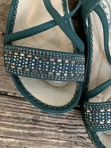 Italina Topaz Diamond Rhinestone Italian Shoemakers Sexy Sandals Sz 8 ❤️sj17j18 - Picture 1 of 12