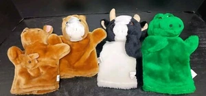 Set 4 pupazzi vintage peluche a mano cavallo mucca canguro alligatore 9" e 10" - Foto 1 di 11