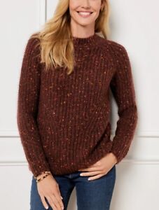 Talbots Size Large Sweater Pullover Crew Chunky Knit Speckled Fall Colors NEW