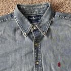 Vintage 90er Jahre Ralph Lauren Denim Shirt Herren XL blau Etikett 100 % Baumwolle Knopfleiste