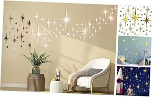 Mirror Wall Stickers Gold Acrylic Star Mirror 3D Wall Decal Peel and Stick - Picture 1 of 7