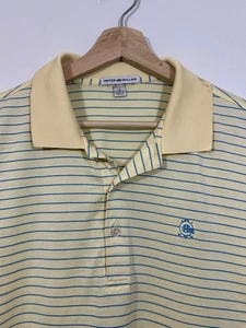 Polo de golf Peter Millar grande a rayas amarillas azules para hombre - Imagen 1 de 4