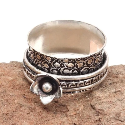 Anillo giratorio de plata para mujer anillo giratorio de cuatro anillos inquietos anillo de joyería de plata "10" Foto 1 de 4