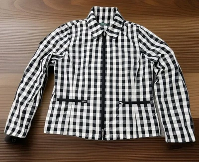 Lauren Ralph Lauren Women’s Gingham Check Zip Front Jacket Black White Size L - Image 1 of 4
