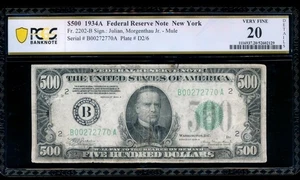 BILLETE DE 500 DÓLARES AC 1934A Nueva York PCGS 20 detalles - Imagen 1 de 2