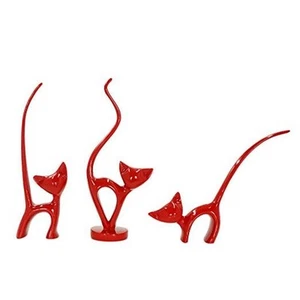 Resin Cats Family Figurines - Lovely Kitten Shelf Decor Art Ornament, Set Red - Picture 1 of 7