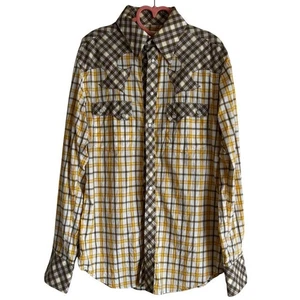 Dolce＆Gabbana Check Shirt Long Sleeve Yellow Size 48 From Japan - Picture 1 of 24