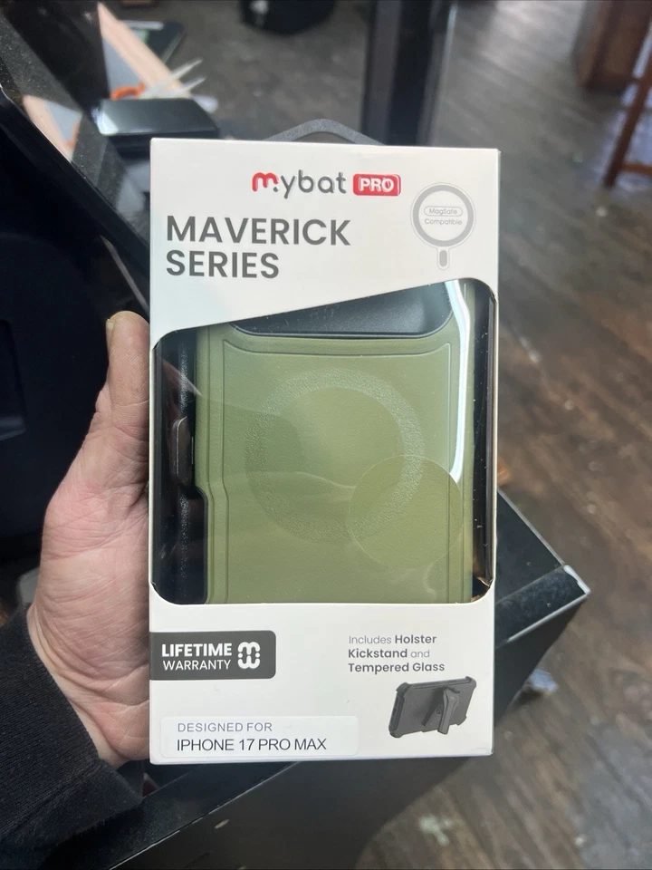 MyBat Pro Maverick Case iPhone 17 Pro Max MagSafe Holster Tempered Glass Green - Image 1 of 4