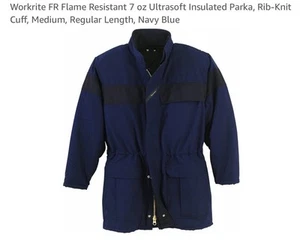 Workrite FR Jacket Mens Medium Regular Navy Blue Zip/Snap - Flame Resistant - Picture 1 of 1