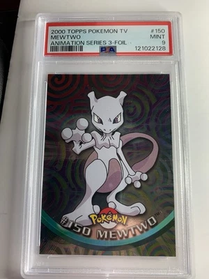 2000 Topps Pokemon TV #150 Mewtwo SILVER FOIL Animation Series 3  PSA 9 MINT - Image 1 of 2