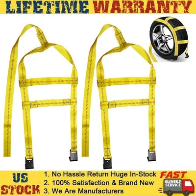 fit 17-21" Tow Dolly Tire Wheel Tire Basket Straps Wrecker Car Hauler Truck 2PCS - Image 1 of 4