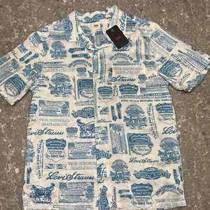 Levi's Sunset Camp Hemd Button Relaxed Herren Gr. S weiß & blau Allover Print - Bild 1 von 7