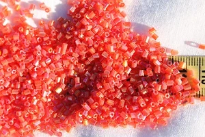 Close Out! 2-cut Glass Seed Beads Trans Rainbow Orange Red Crafts Jewelry 1oz - Picture 1 of 1