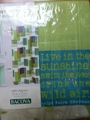 JCP BACOVA НА МОРЕ ДИЗАЙН ТКАНИ ЗАНАВЕСКИ ДЛЯ ДУША ЗЕЛЕНЫЙ НОВЫЙ - Изображение 1 из 2