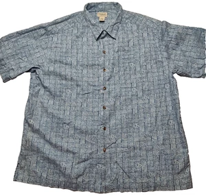 VTG L.L. BEAN Men Size XL Regular Blue Mayan Aztec Ruins AOP Cotton Camp Shirt - Picture 1 of 15