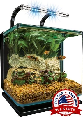 Kit De Acuario De 3Galones,Esquinas De Vidrio Redondeadas,Incluye IluminaciónLED - Image 1 of 4