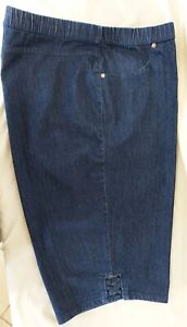 JMS Women Jean Bermuda Pants Size 4XG (26/28) Blue Denim Pull-on Spandex 1%
