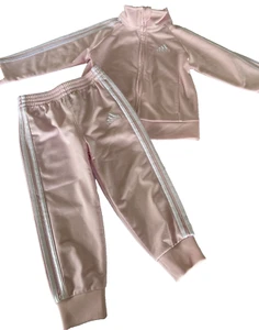 Toddler Little Girl's Adidas Jogging Suit Pink & White Size 24 months *USED* - Picture 1 of 10