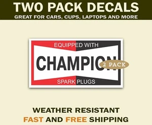 Champion Spark Plugs Vinyl Stickers – Retro Racing Decals, Set of 2 - Picture 1 of 2