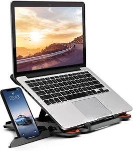Ergonomisch verstellbarer Laptopständer für Schreibtisch mit Handyhalter & 360° Drehung - F - Bild 1 von 12