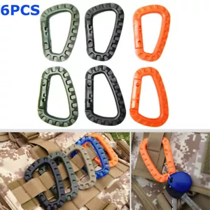 6Pcs Tactical Carabiner Karabiner Clip Plastic D-Ring Cadet Hiking Camping - Picture 1 of 16