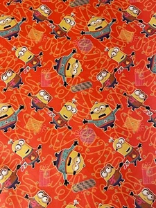 Despicable Me Minions RED Christmas Gift Wrapping Paper 2 Yards FOLDED Decoupage - Picture 1 of 2