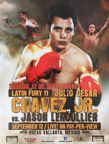 Original Vintage Julio Cesar Chavez Jr. vs. Jason Lehoullier Boxing Fight Poster Cover