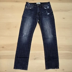 Slim Stretch Dark Wash Distressed Mens Blue Jeans Size 30X30 Finest Quality Vtg  - Picture 1 of 15