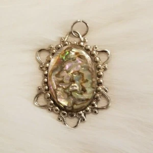 Dije colgante vintage concha de abulón tono plata boho caprichoso romántico 5555 - Imagen 1 de 7