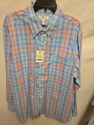 Camisa Club Room Abotonada Manga Larga Calce Ajustado Talla XXL 100% Algodón Nueva con Etiquetas Rosa Roy Foto 1 de 4